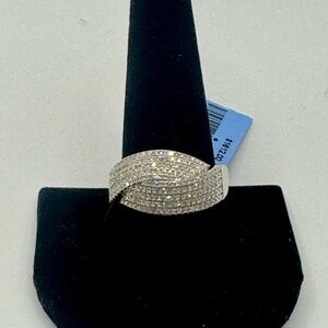 Natural Diamond  and sterling crossover ring
